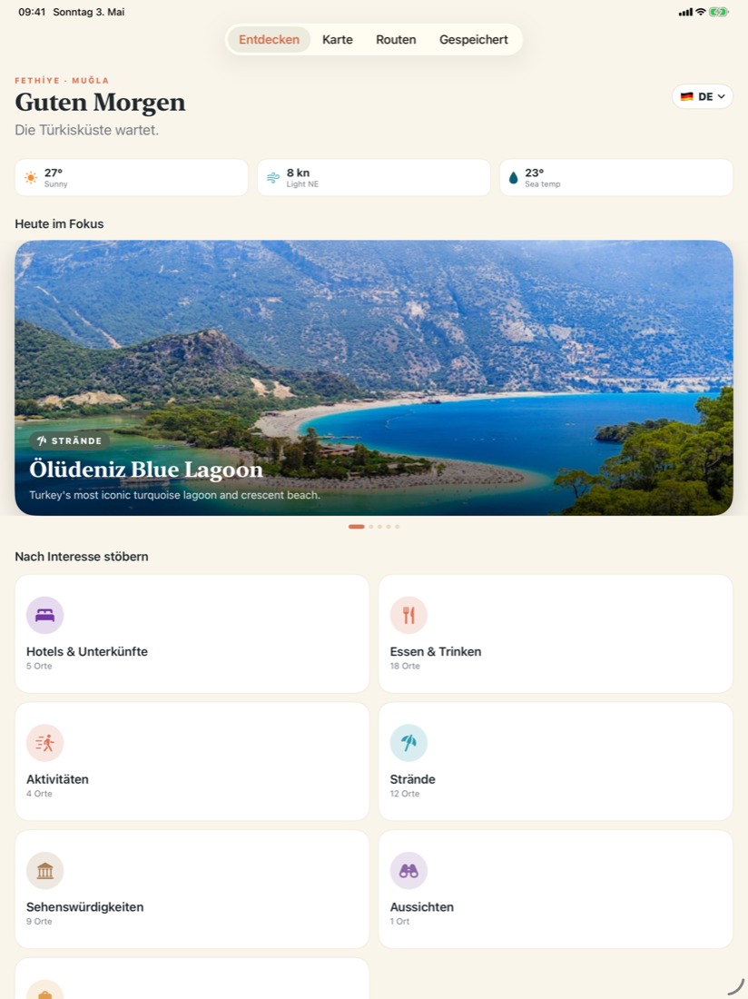 Fethiye Guide App Screenshot auf iPad